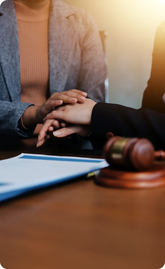 Couple attending family court in Scarborough with legal representation.