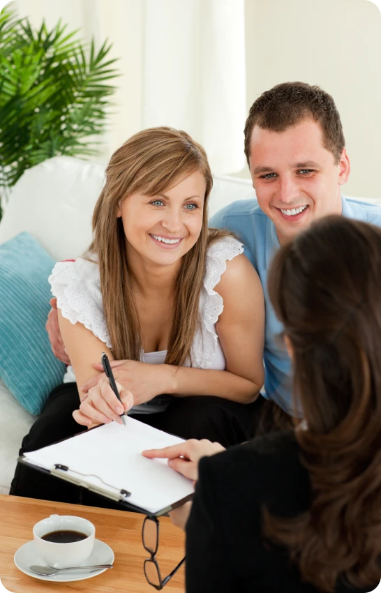 Couple consulting with a divorce and family lawyer in Scarborough.