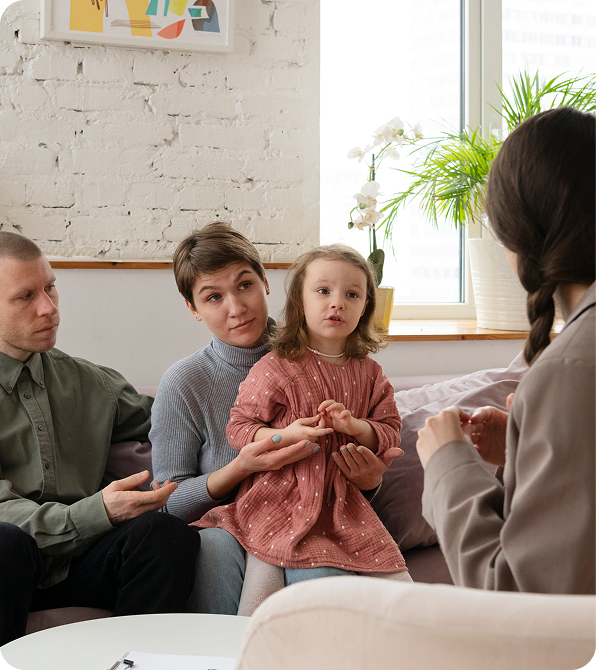 Family law consultation discussing parenting time and decision-making responsibility.