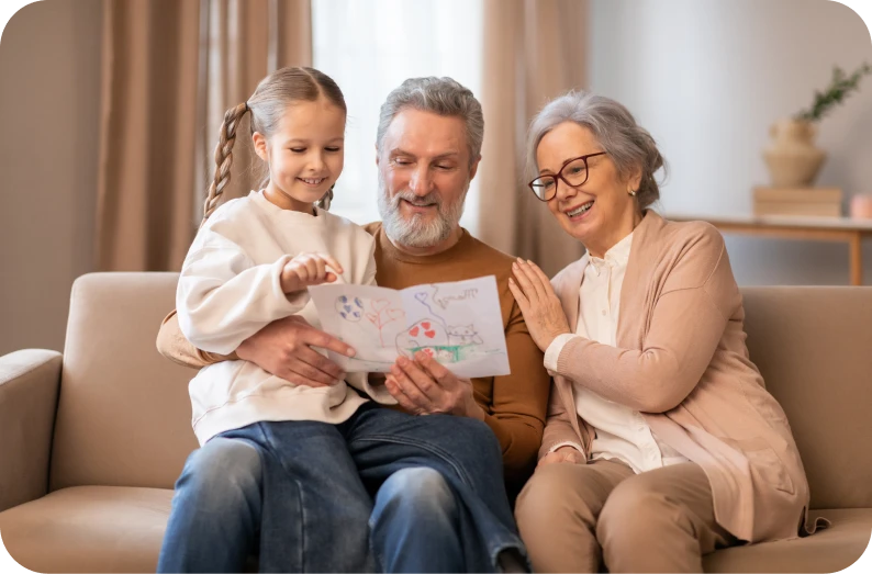 Grandparents discussing legal rights to access grandchildren with a family lawyer.